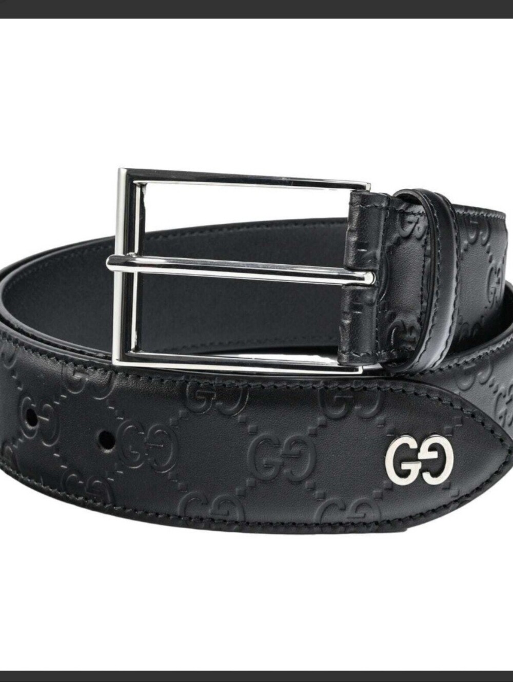 Gucci Signature Mens Belt With Embossed GG Logo Leather Size 115 US Mens 42 NWT